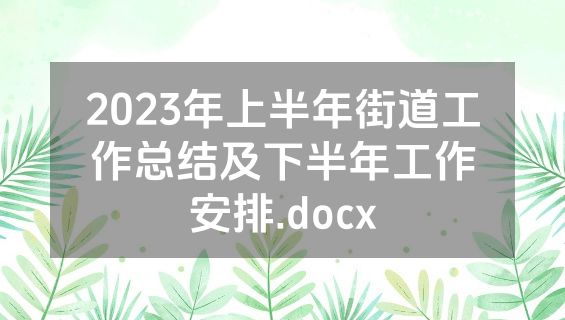 2023年上半年街道工作总结及下半年工作安排.docx