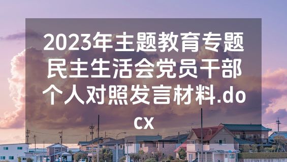 2023年主题教育专题民主生活会党员干部个人对照发言材料.docx