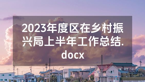 2023年度区在乡村振兴局上半年工作总结.docx