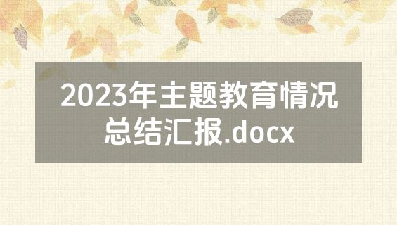 2023年主题教育情况总结汇报.docx