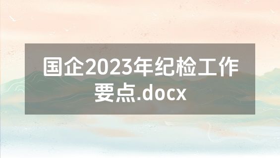 国企2023年纪检工作要点.docx