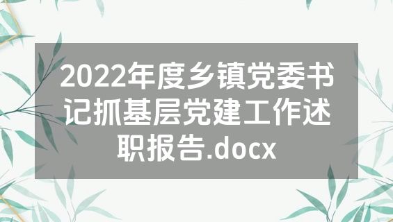2022年度乡镇党委书记抓基层党建工作述职报告.docx