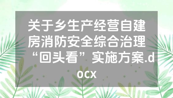 关于乡生产经营自建房消防安全综合治理“回头看”实施方案.docx