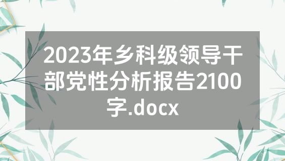 2023年乡科级领导干部党性分析报告2100字.docx