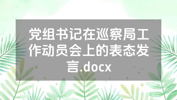 党组书记在巡察局工作动员会上的表态发言.docx