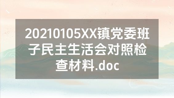 20210105XX镇党委班子民主生活会对照检查材料.doc