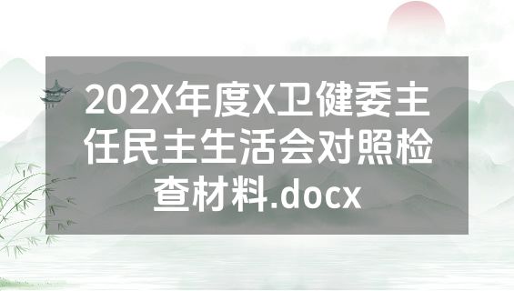 202X年度X卫健委主任民主生活会对照检查材料.docx