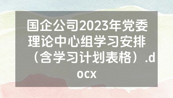 国企公司2023年党委理论中心组学习安排（含学习计划表格）.docx