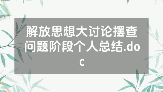 解放思想大讨论摆查问题阶段个人总结.doc