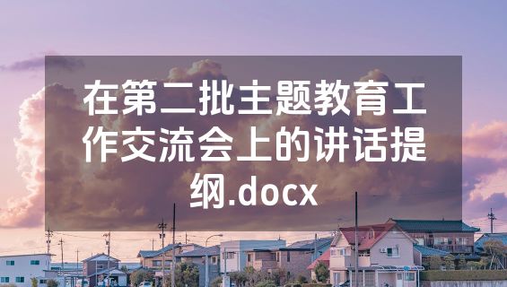 在第二批主题教育工作交流会上的讲话提纲.docx