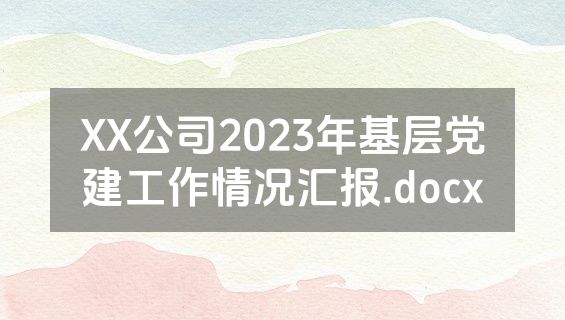 XX公司2023年基层党建工作情况汇报.docx