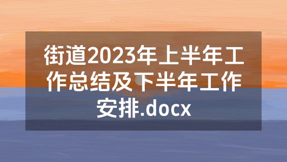 街道2023年上半年工作总结及下半年工作安排.docx