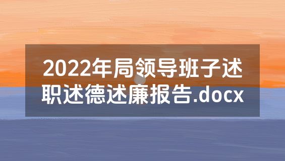 2022年局领导班子述职述德述廉报告.docx