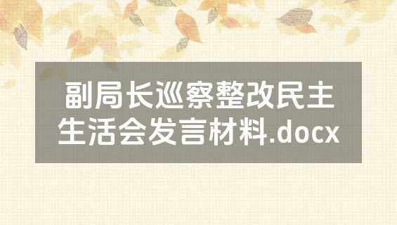 副局长巡察整改民主生活会发言材料.docx