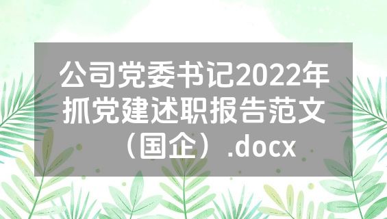 公司党委书记2022年抓党建述职报告范文（国企）.docx