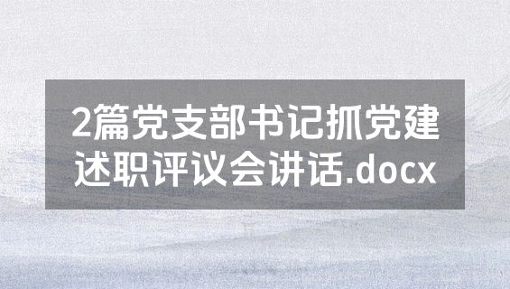 2篇党支部书记抓党建述职评议会讲话.docx
