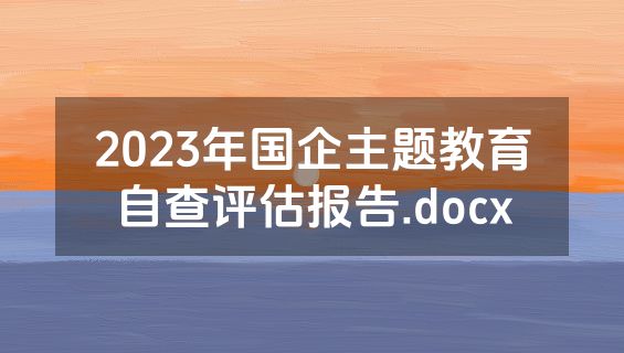 2023年国企主题教育自查评估报告.docx