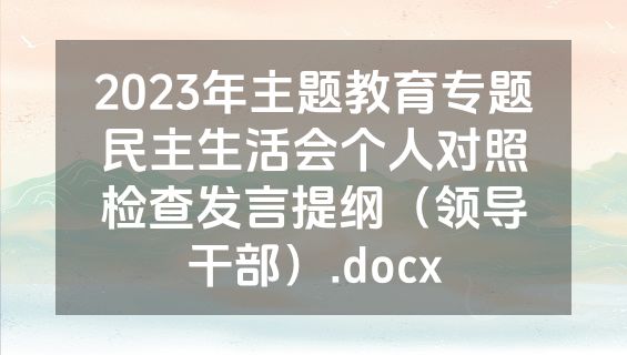 2023年主题教育专题民主生活会个人对照检查发言提纲（领导干部）.docx