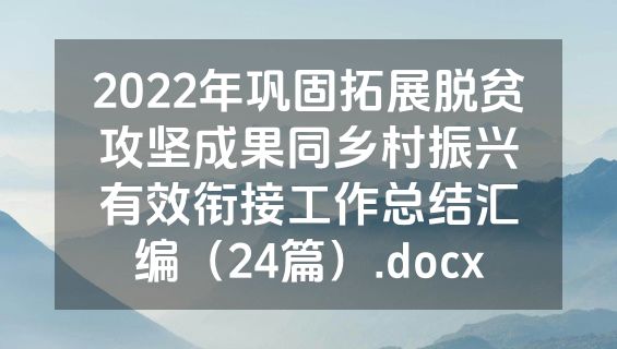 2022年巩固拓展脱贫攻坚成果同乡村振兴有效衔接工作总结汇编（24篇）.docx