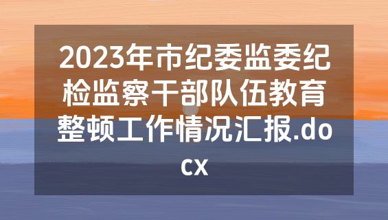 2023年市纪委监委纪检监察干部队伍教育整顿工作情况汇报.docx