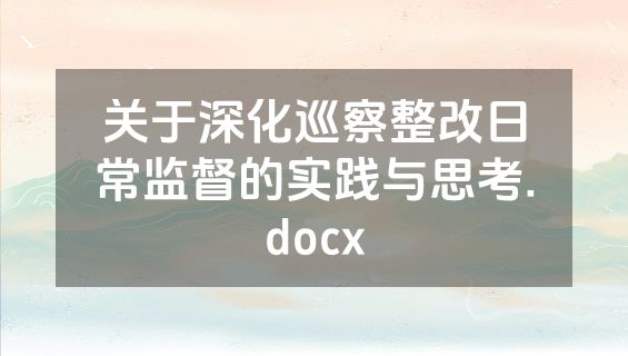关于深化巡察整改日常监督的实践与思考.docx