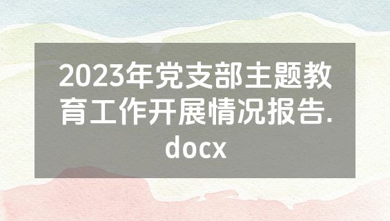2023年党支部主题教育工作开展情况报告.docx