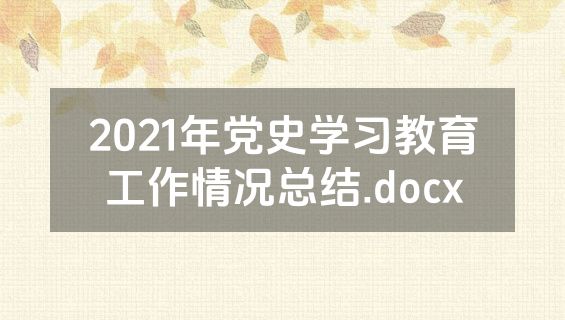 2021年党史学习教育工作情况总结.docx