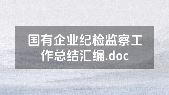 国有企业纪检监察工作总结汇编.doc