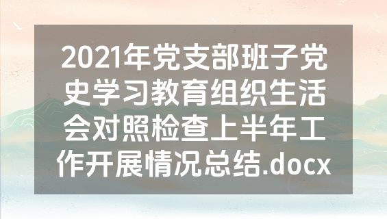2021年党支部班子党史学习教育组织生活会对照检查上半年工作开展情况总结.docx