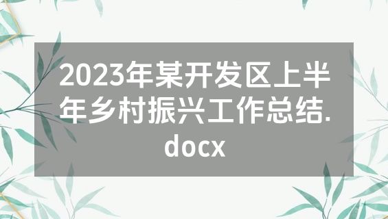 2023年某开发区上半年乡村振兴工作总结.docx