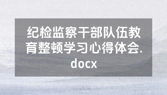 纪检监察干部队伍教育整顿学习心得体会.docx