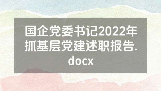 国企党委书记2022年抓基层党建述职报告.docx