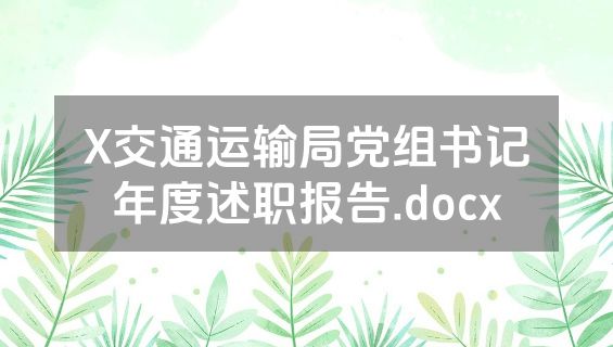 X交通运输局党组书记年度述职报告.docx
