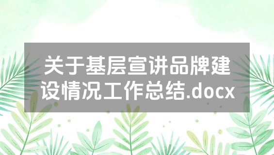 关于基层宣讲品牌建设情况工作总结.docx