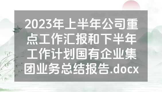 2023年上半年公司重点工作汇报和下半年工作计划国有企业集团业务总结报告.docx