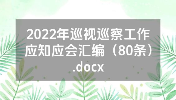 2022年巡视巡察工作应知应会汇编（80条）.docx