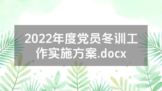 2022年度党员冬训工作实施方案.docx