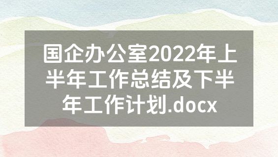 国企办公室2022年上半年工作总结及下半年工作计划.docx