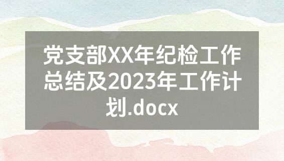 党支部XX年纪检工作总结及2023年工作计划.docx