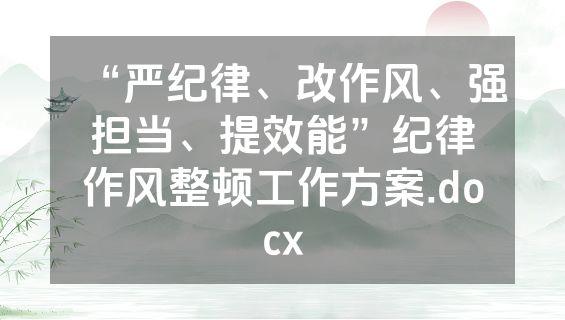 “严纪律、改作风、强担当、提效能”纪律作风整顿工作方案.docx