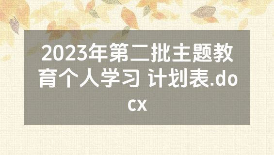 2023年第二批主题教育个人学习 计划表.docx