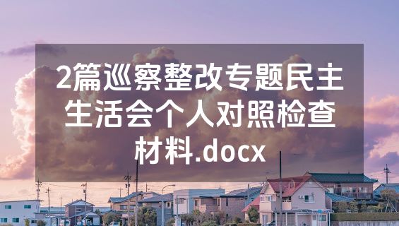 2篇巡察整改专题民主生活会个人对照检查材料.docx