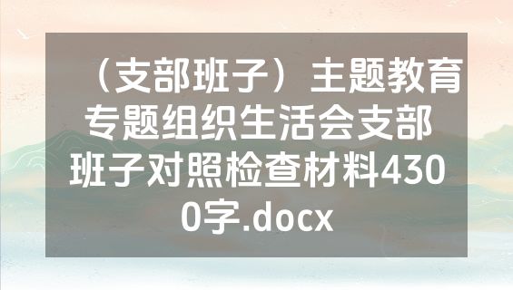（支部班子）主题教育专题组织生活会支部班子对照检查材料4300字.docx