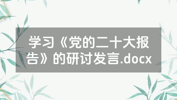 学习《党的二十大报告》的研讨发言.docx