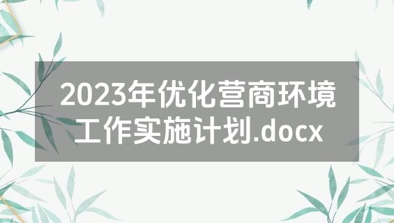 2023年优化营商环境工作实施计划.docx