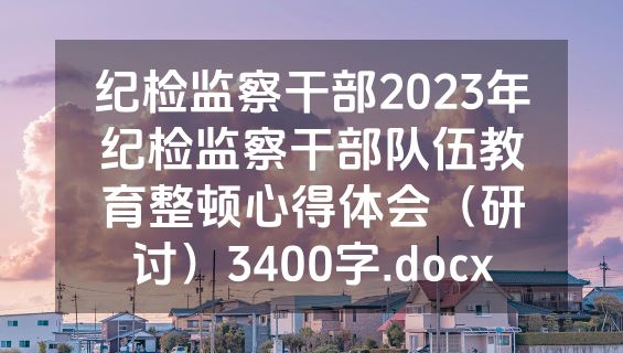 纪检监察干部2023年纪检监察干部队伍教育整顿心得体会（研讨）3400字.docx