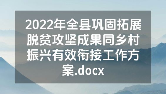 2022年全县巩固拓展脱贫攻坚成果同乡村振兴有效衔接工作方案.docx