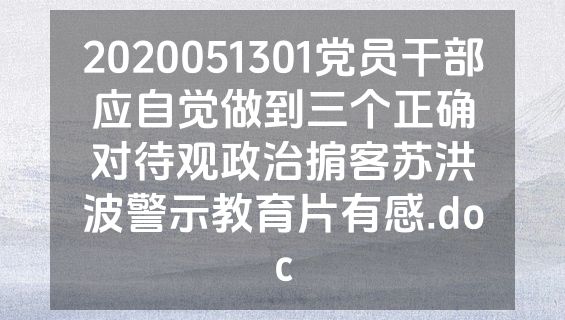 2020051301党员干部应自觉做到三个正确对待观政治掮客苏洪波警示教育片有感.doc