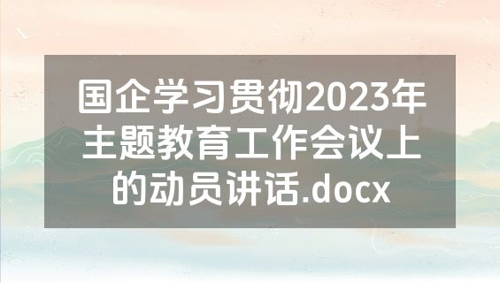 国企学习贯彻2023年主题教育工作会议上的动员讲话.docx