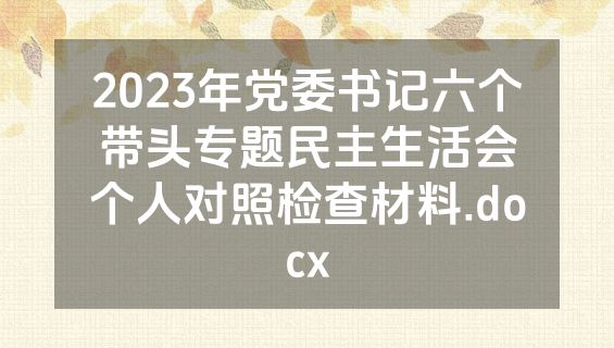 2023年党委书记六个带头专题民主生活会个人对照检查材料.docx